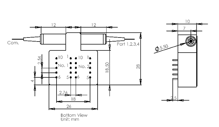 Dimmension of Mechanical Switch 1X2 